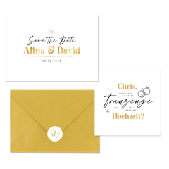 Hochzeitskartenset schlichter Schriftzug in Handschrift