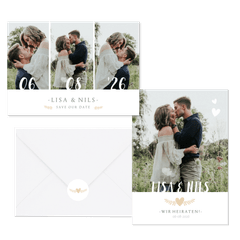Hochzeitskartenset schlichte Fotoreihe