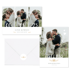 Hochzeitskartenset schlichte Fotoreihe