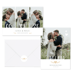 Hochzeitskartenset schlichte Fotoreihe