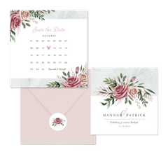 Hochzeitskartenset klassisches Rosenbukett