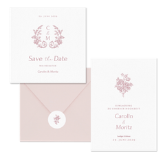 Hochzeitskartenset Altrosa englische Rosen klassisch