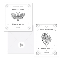 Hochzeit - Tattoo Linienzeichnung schwarz und weiß 