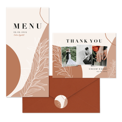 Hochzeitskartenset erdiges Boho mit Zweigen