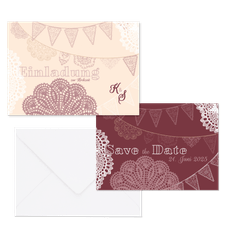 Hochzeitskartenset Papeterie Spitze und Wimpel