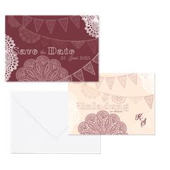 Hochzeitskartenset Papeterie Spitze und Wimpel