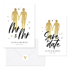 Hochzeitskartenset Mr&Mr Silhouette in Gold