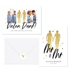 Hochzeitskartenset Mr&Mr Silhouette in Gold