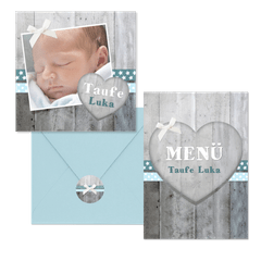Taufe - Holzlook blau