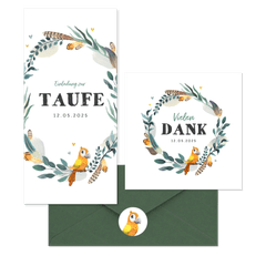 Taufe - Papagei Federkranz