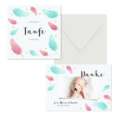 Taufe - Rosa und blaue Federn