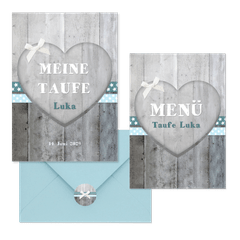 Taufe - Holzlook blau