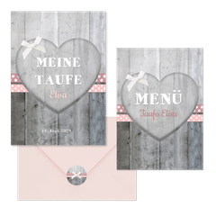 Taufe - Holzlook rosa