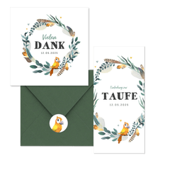 Taufe - Papagei Federkranz