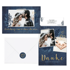 Hochzeitskartenset dunkelblaue Botanik