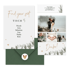 Hochzeitskartenset elegantes Aquarell mit Eukalyptus