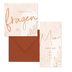 Hochzeitskartenset filigraner Zweig auf Rosé