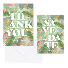 Hochzeitskartenset Papeterie tropische Blätter
