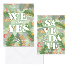 Hochzeitskartenset Papeterie tropische Blätter