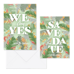 Hochzeitskartenset Papeterie tropische Blätter