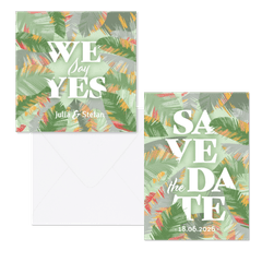 Hochzeitskartenset Papeterie tropische Blätter