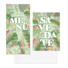 Hochzeitskartenset Papeterie tropische Blätter