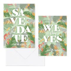 Hochzeitskartenset Papeterie tropische Blätter