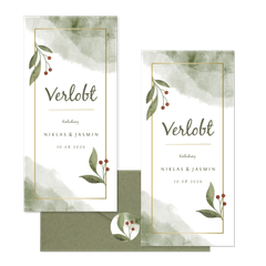 Hochzeitskartenset Wasserfarbe botanisch & geometrisch 