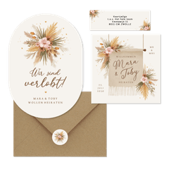 Hochzeit - Boho Blumenstrauß mit Gräsern und Blüten