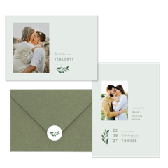 Hochzeitskartenset einfacher grüner Zweig