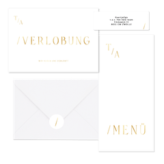 Hochzeitskartenset minimalistisch Goldschrift