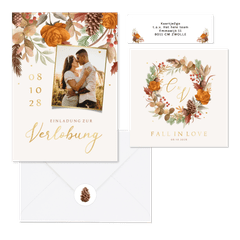 Hochzeitskartenset Blätterkranz Herbststimmung