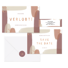 Hochzeitskartenset Kupfer Pinselstriche 