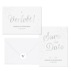 Hochzeitskartenset Silberschrift