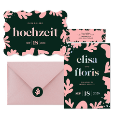 Hochzeitskartenset mit abstrakten rosa Blumen