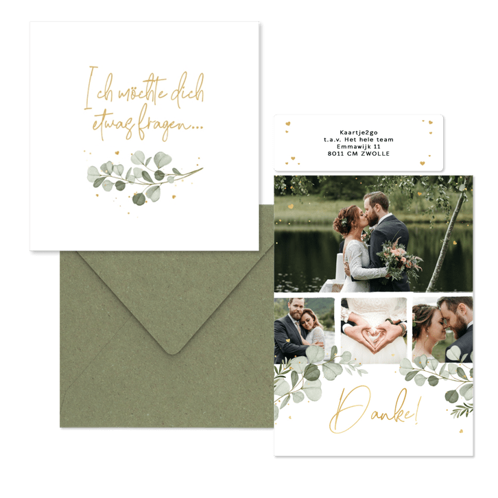 Hochzeitskartenset Aquarellzweige Eukalyptus