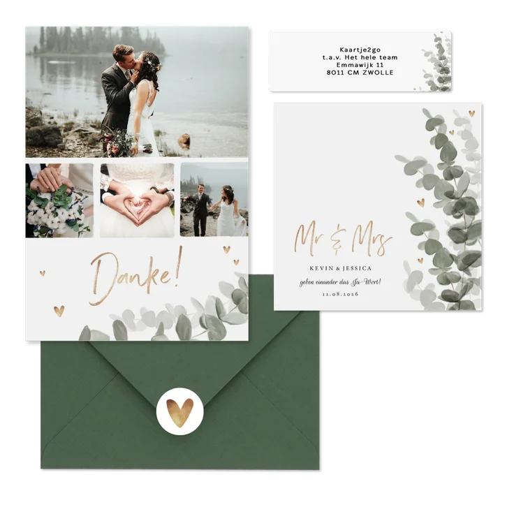 Hochzeitskartenset elegantes Aquarell mit Eukalyptus