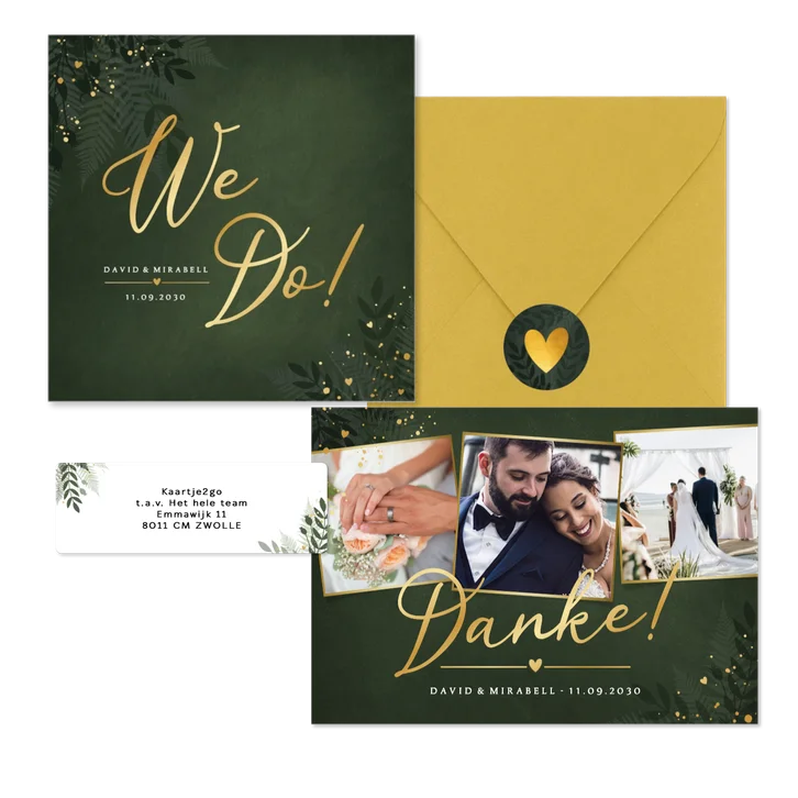 Hochzeit - Dunkelgrün Zweige und Goldsprenkel