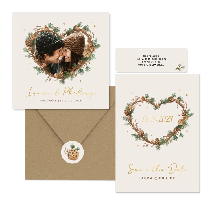 Hochzeit - Tannenzweige Herz Rahmen zur Winterhochzeit