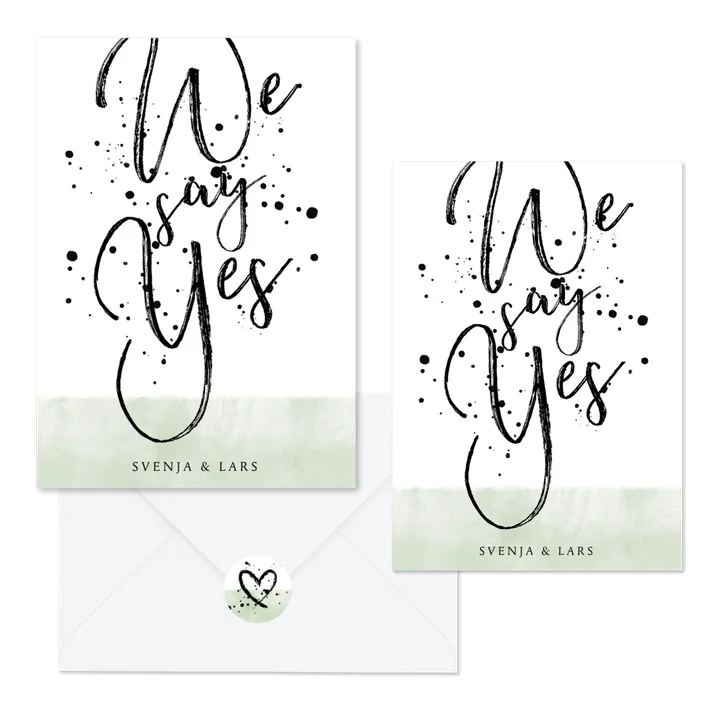 Hochzeitskartenset Auqarell mit Farbklecksen