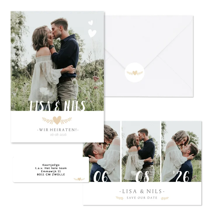 Hochzeitskartenset schlichte Fotoreihe