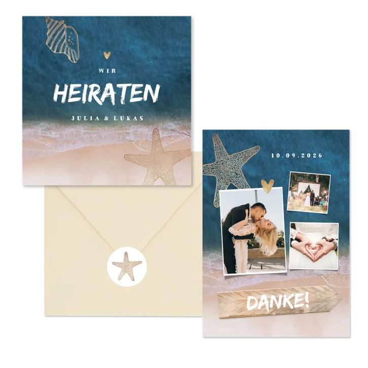 Hochzeitskartenset Strandhochzeit