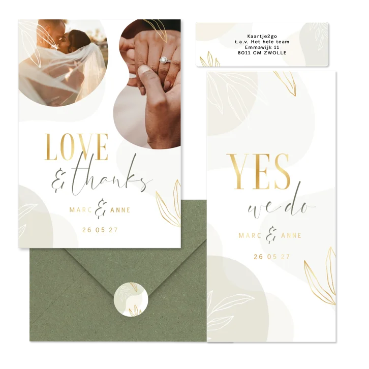 Hochzeitskartenset Boho Formen und Zweige