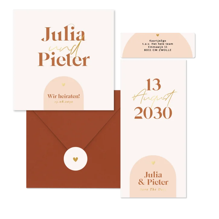 Hochzeit - Moderne Bogenformen grafisch Orange Pastell