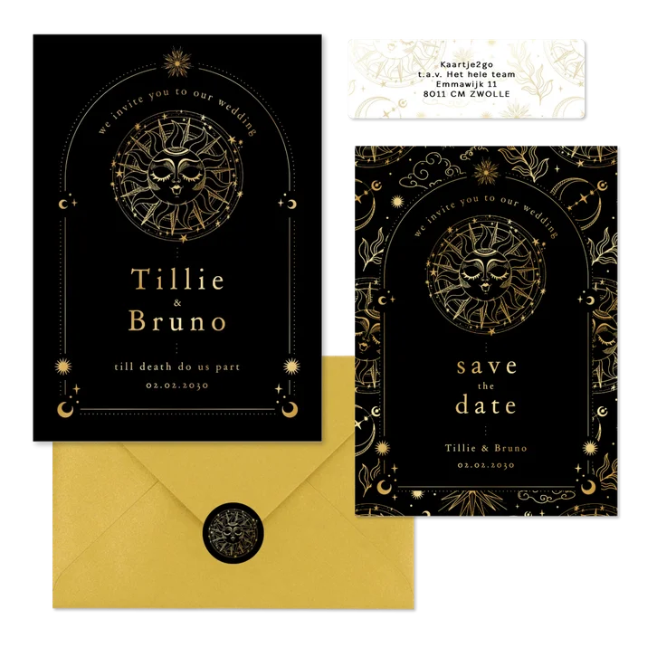 Hochzeit - Astrologie Symbole Schwarz Gold