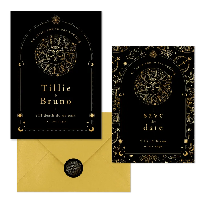 Hochzeit - Astrologie Symbole Schwarz Gold 