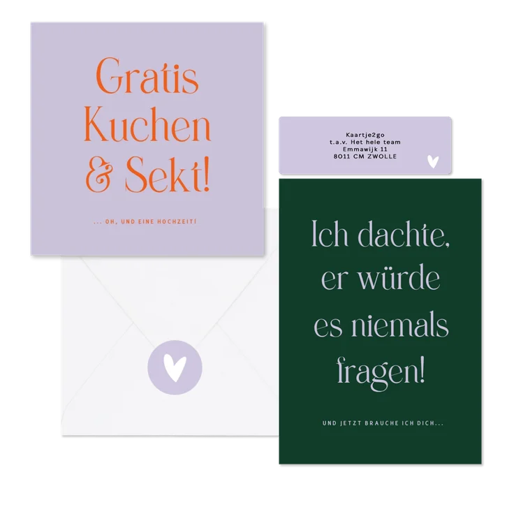 Hochzeitskartenset mit witzigen Texte