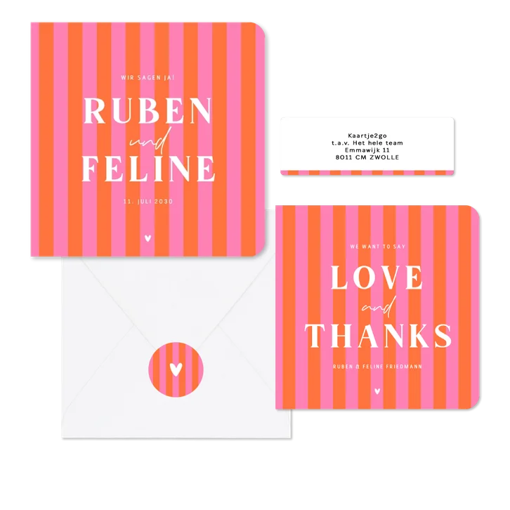 Hochzeit - Colorblocking Streifen rosa-orange