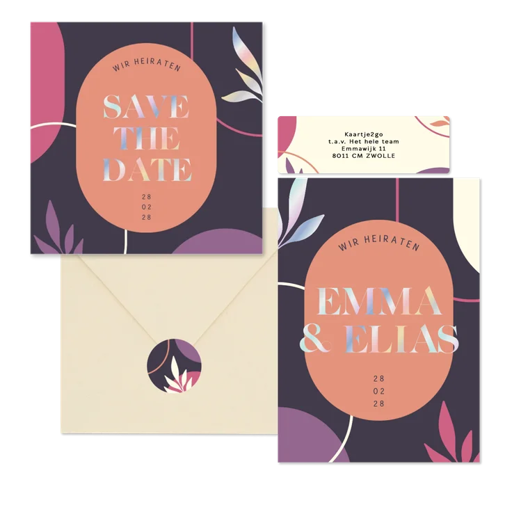 Hochzeitskartenset Abstrakt Holografischer Text