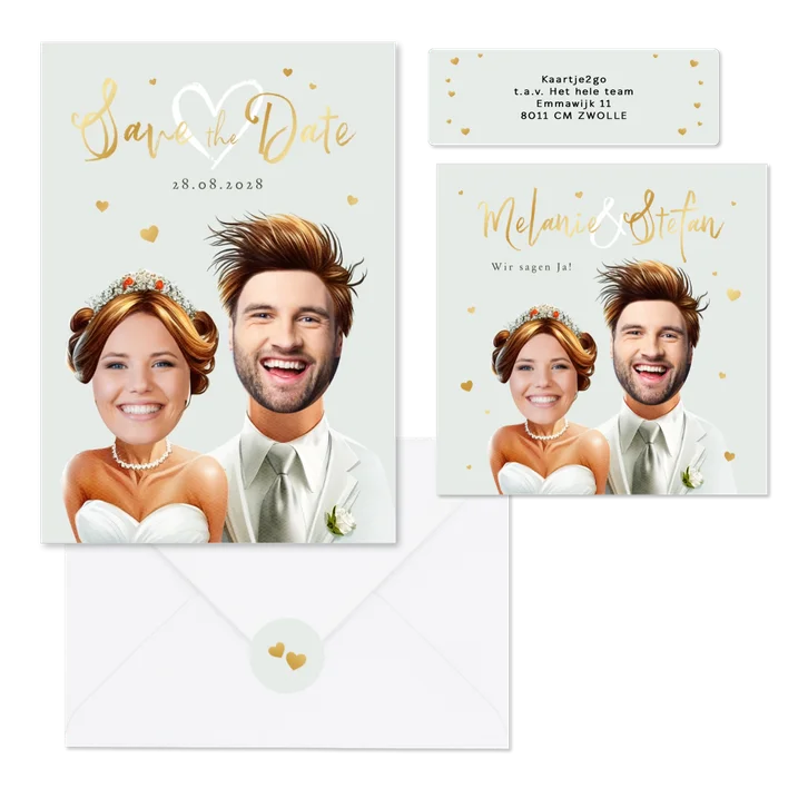 Hochzeitskartenset Lustige Porträts mit eigenen Fotos